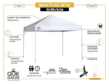 CONPE10 ホワイト Amazon.com : Quik Shade Marketplace MP100 10'x10' Instant